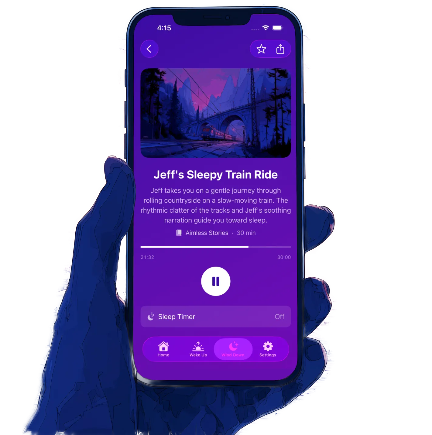 iPhone showing Jeff's Sleepy Train Ride